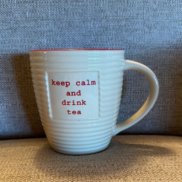 White and Red Ceramic Dining Mugs - Picture 1 of 4